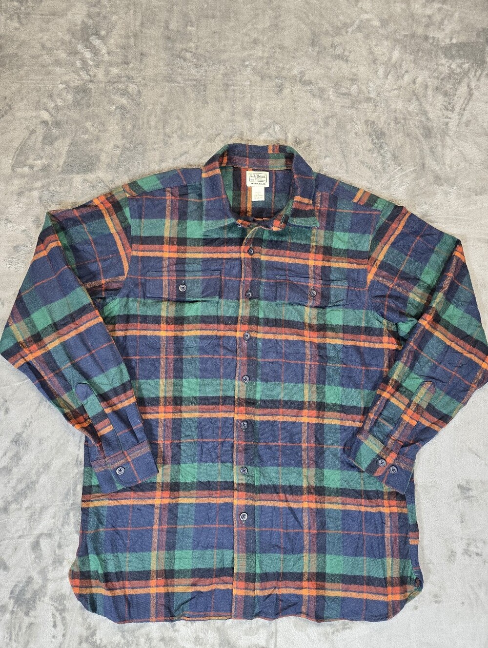 LL Bean Traditional Fit Chamois Button Up Plaid Flannel Shirt Size Large Tall